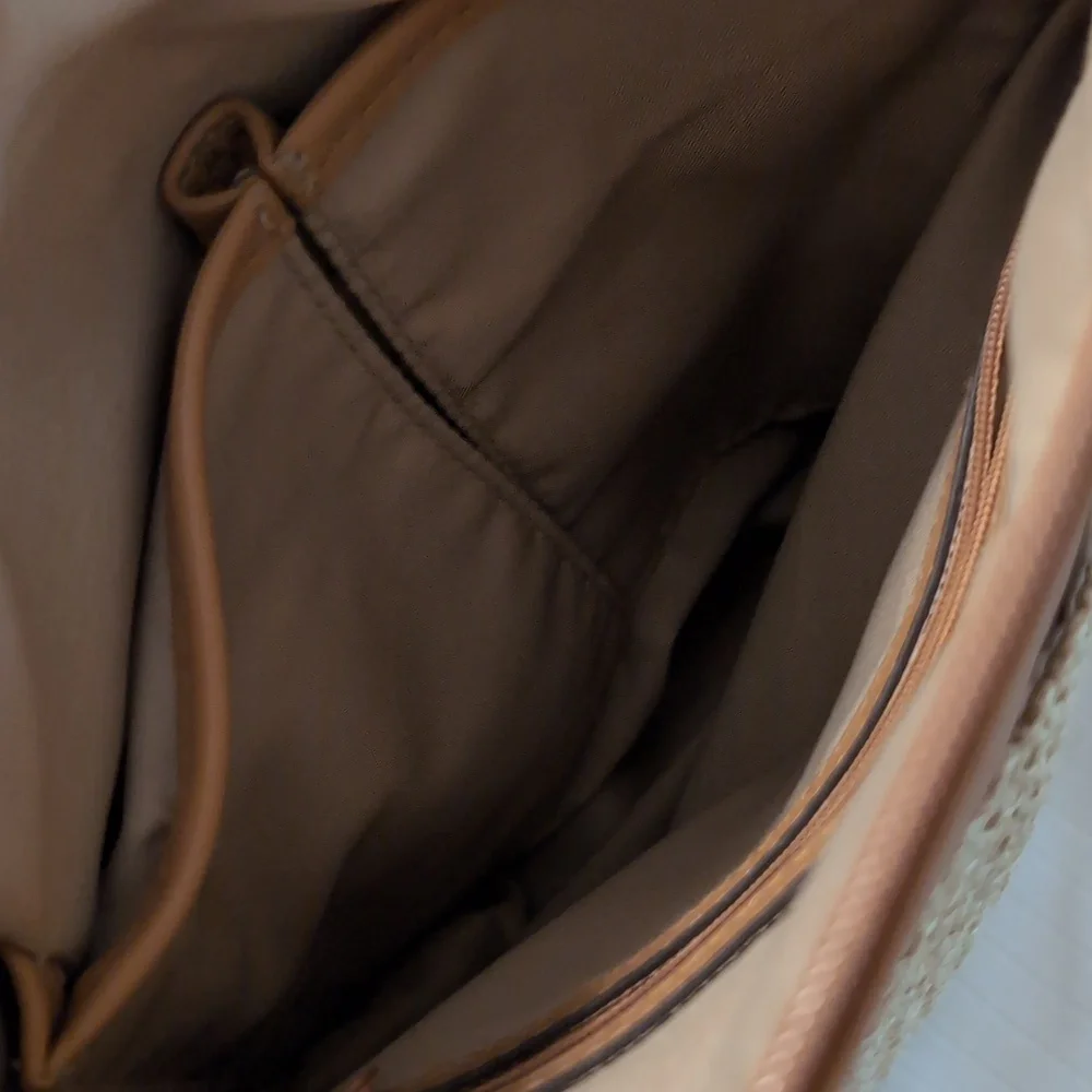 EUC Straw And Vegan Leather Crossbody Bag